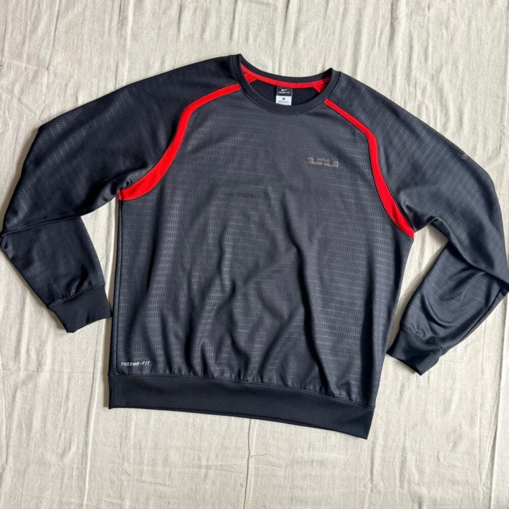 Nike Sweatshirt Men's XL Therma-Fit LeBron James Chainmail Crewneck Black Jumper